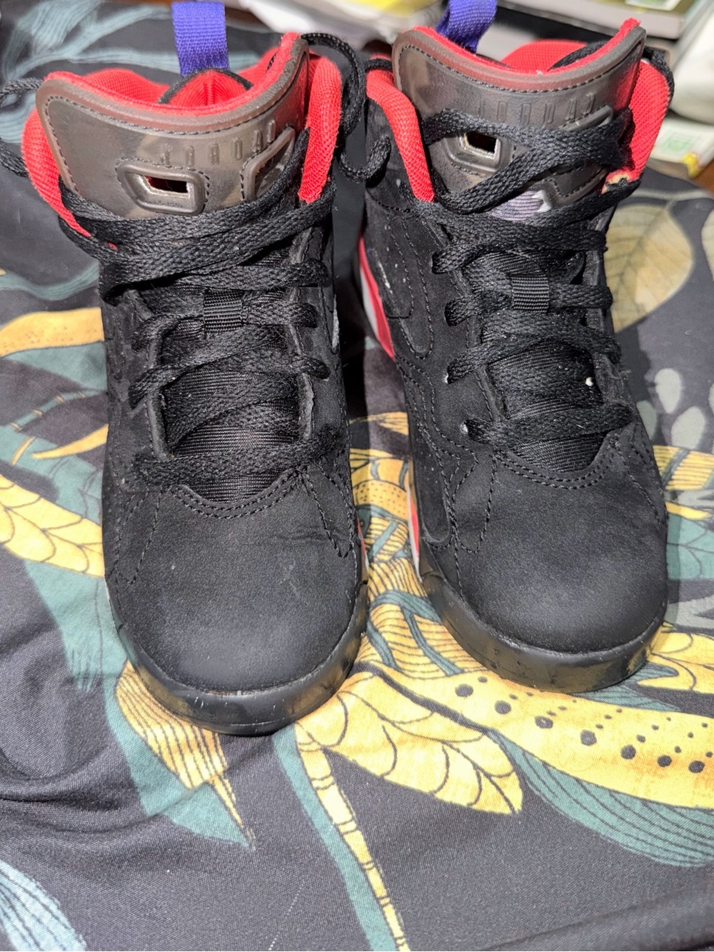 Jordan Kids Black and Red High-Top Sneakers